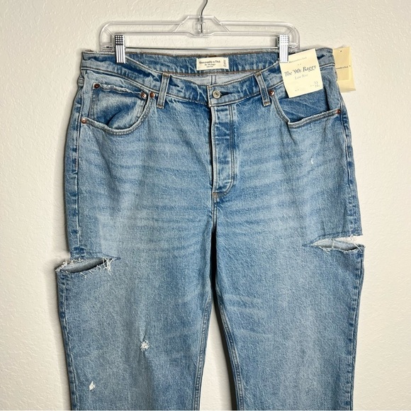 Abercrombie & Fitch Jeans The 90s Baggy Women Size 16 33 L Distressed CLO - Picture 8 of 16
